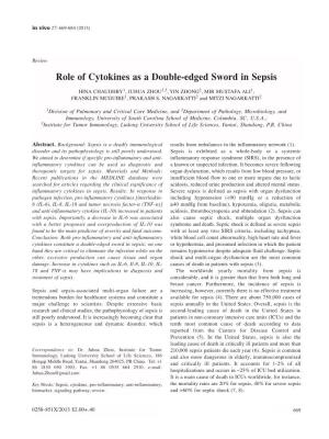 Role of Cytokines As a Double-Edged Sword in Sepsis