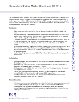 Current and Future Market Conditions Q3 2015