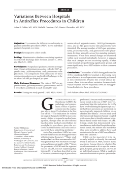 Variations Between Hospitals in Antireflux Procedures in Children