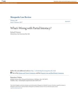 What's Wrong with Partial Intestacy? Richard F