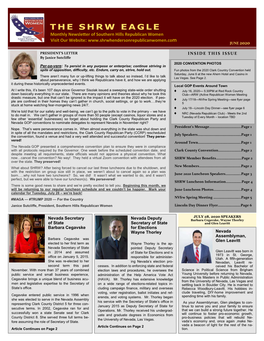 THE SHRW EAGLE Monthly Newsletter of Southern Hills Republican Women Visit Our Website: JUNE 2020