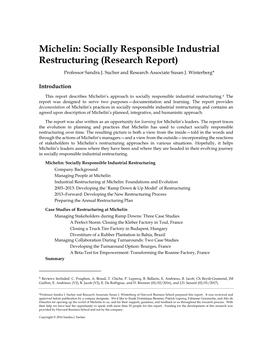 Michelin: Socially Responsible Industrial Restructuring (Research Report)