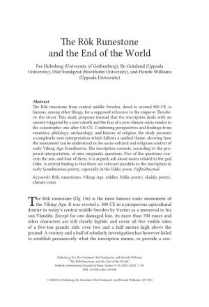 The Rök Runestone and the End of the World. Futhark 9–10