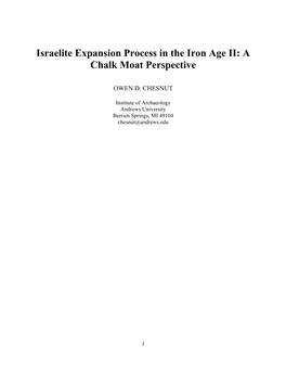 Israelite Expansion Process in the Iron Age II: a Chalk Moat Perspective