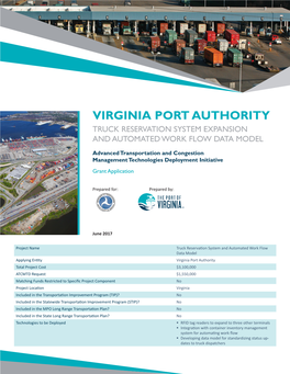 Virginia Port Authority Truck Reservation System Expansion and Automated Work Flow Data Model