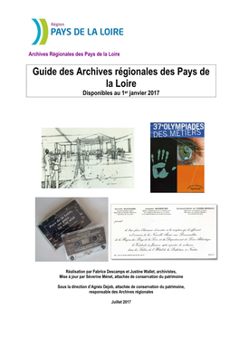 Guide Des Archives Régionales Des Pays De La Loire Disponibles Au 1Er Janvier 2017