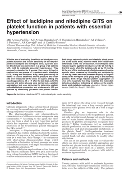 Effect of Lacidipine and Nifedipine GITS on Platelet Function in Patients with Essential Hypertension