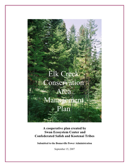 Elk Creek Conservation Area Management Plan