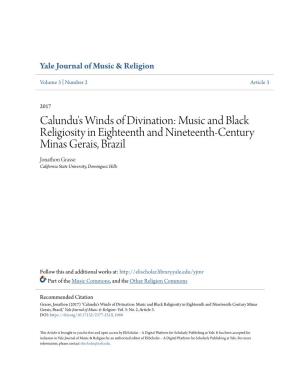Calundu's Winds of Divination: Music and Black Religiosity in Eighteenth and Nineteenth-Century Minas Gerais, Brazil