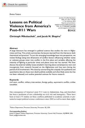 Lessons on Political Violence from America's Post–9/11 Wars