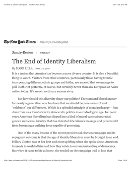 The End of Identity Liberalism - the New York Times 12/11/16, 3:13 PM