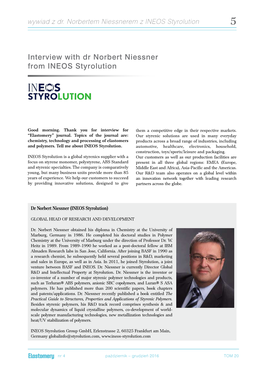 Interview with Dr Norbert Niessner from INEOS Styrolution