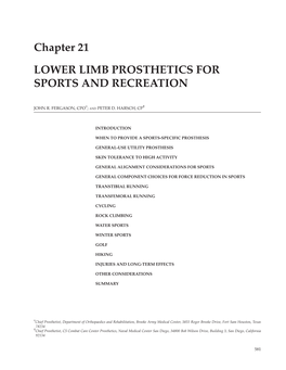 Chapter 21 LOWER LIMB PROSTHETICS for SPORTS and RECREATION