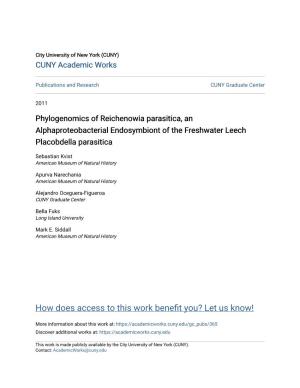 Phylogenomics of Reichenowia Parasitica, an Alphaproteobacterial Endosymbiont of the Freshwater Leech Placobdella Parasitica