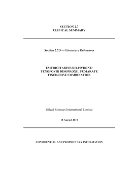 Literature References EMTRICITABINE/RILPIVIRINE