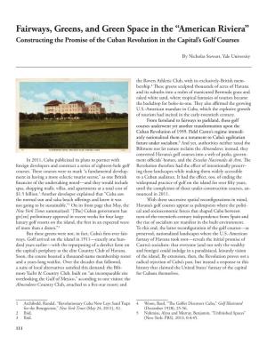 American Riviera” Constructing the Promise of the Cuban Revolution in the Capital’S Golf Courses
