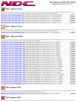 Adamo 13 Pearl Dell : Alienware M17x Dell : Inspiron