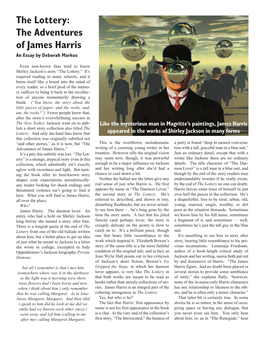 The Lottery: the Adventures of James Harris an Essay by Deborah Markus
