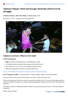 Typhoon Haiyan: Grief and Hunger Dominate Amid Survival Struggle