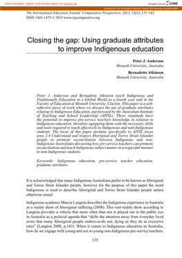 Closing the Gap: Using Graduate Attributes to Improve Indigenous Education