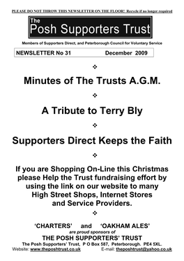 Minutes of the Trusts A.G.M. a Tribute to Terry Bly Supporters Direct