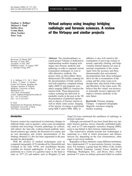 Virtual Autopsy Using Imaging: Bridging Radiologic And