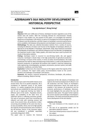 Azerbaijan's Silk Industry Development in Historical