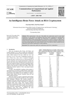 CCAM an Intelligence Brute Force Attack on RSA Cryptosystem