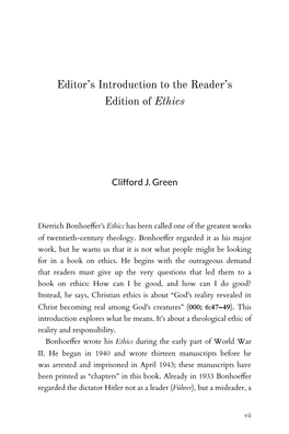 Editor's Introduction to the Reader's Edition of Ethics
