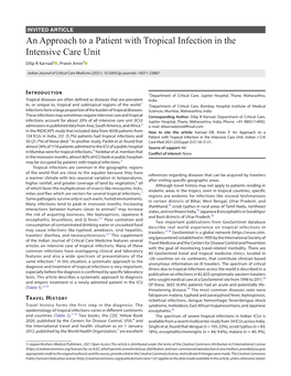 An Approach to a Patient with Tropical Infection in the Intensive Care Unit Dilip R Karnad1 , Pravin Amin2