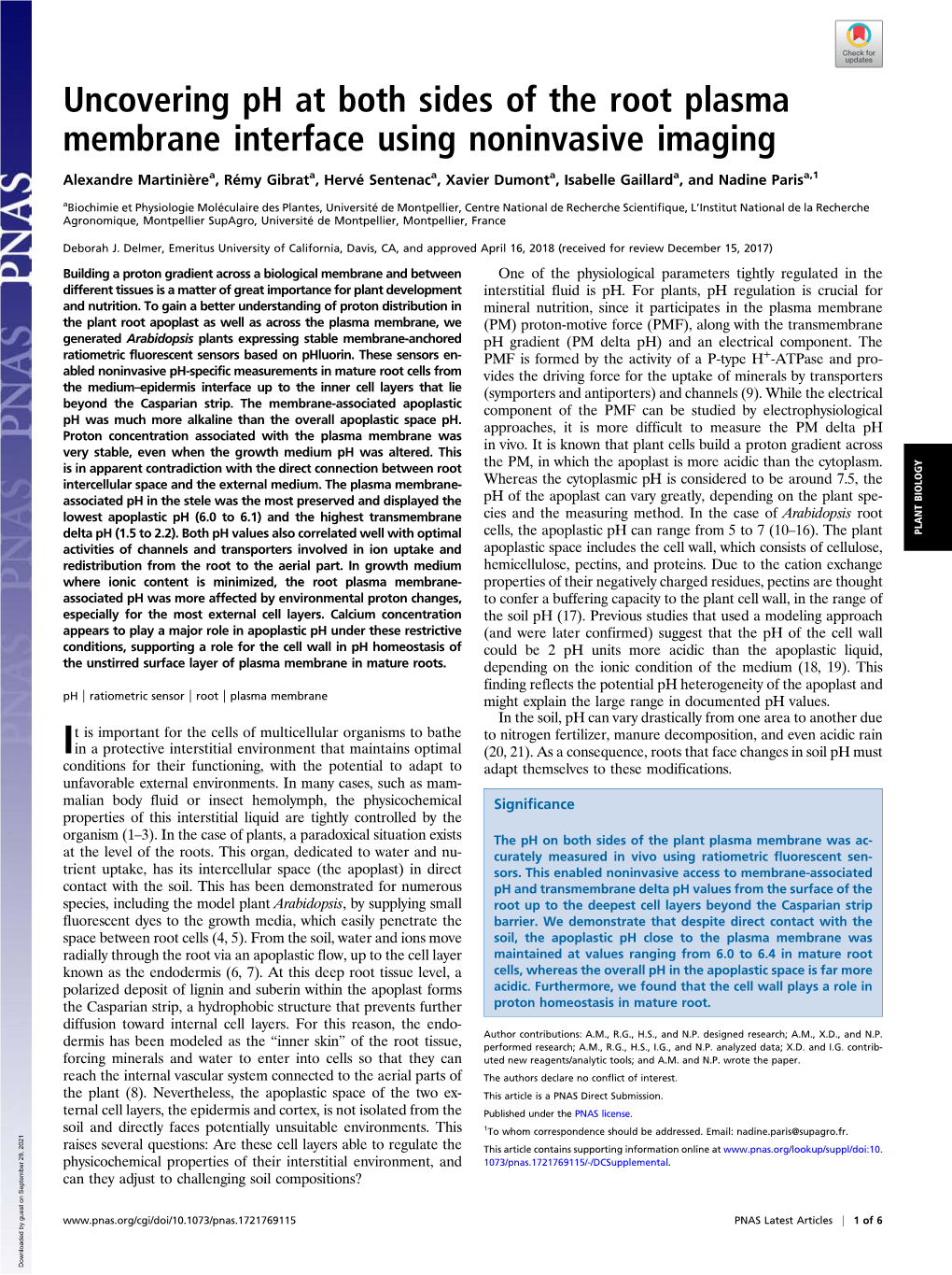 Uncovering Ph at Both Sides of the Root Plasma Membrane Interface Using Noninvasive Imaging