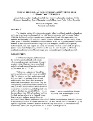 Making Red Gold: an Evaluation of Ancient Shell