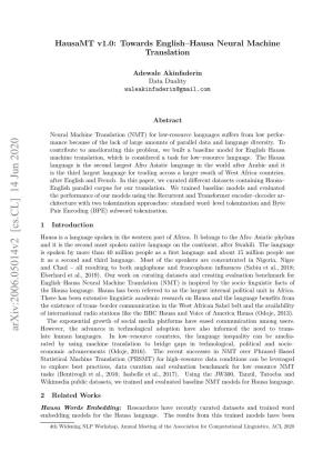 Hausamt V1. 0: Towards English-Hausa Neural Machine