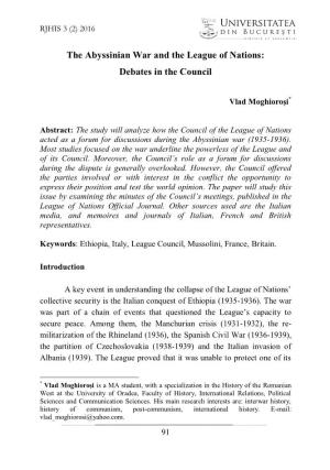 The Abyssinian War and the League of Nations: Debates in the Council