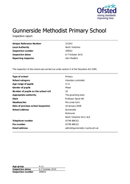 Gunnerside Methodist Primary School Inspection Report
