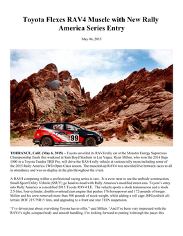 Toyota Flexes RAV4 Muscle with New Rally America Series Entry