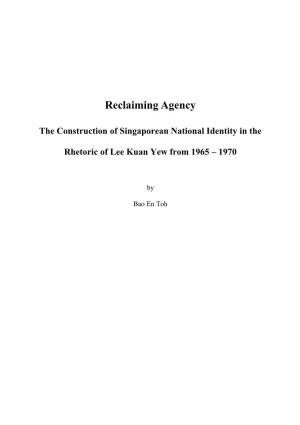 The Construction of Singaporean National Identity in the Rhetoric of Lee Kuan Yew from 1965