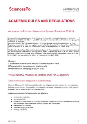 Academic Rules, Amended on 5 July 2021