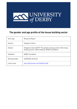 The Gender and Age Profile of the House-Building Sector