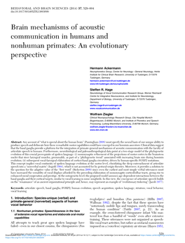 Brain Mechanisms of Acoustic Communication in Humans and Nonhuman Primates: an Evolutionary Perspective