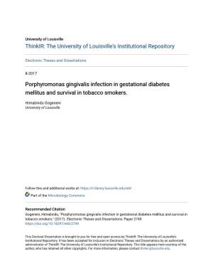Porphyromonas Gingivalis Infection in Gestational Diabetes Mellitus and Survival in Tobacco Smokers