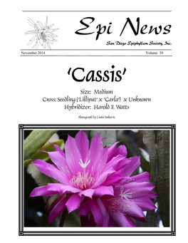 Epi News San Diego Epiphyllum Society, Inc