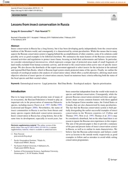 Lessons from Insect Conservation in Russia