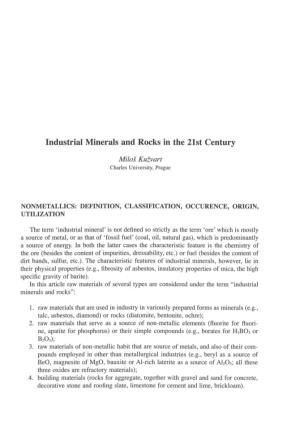 Industrial Minerals and Rocks in the 21St Century