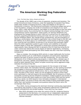 American Working Dog Federation* AWDF