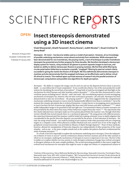 Insect Stereopsis Demonstrated Using a 3D Insect Cinema