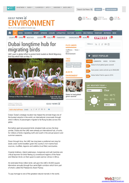Dubai Longtime Hub for Migrating Birds | Gulfnews.Com