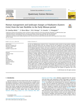 (Eastern Crete) from the Late Neolithic to the Early Minoan Period