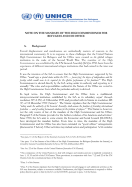 Note on the Mandate of the High Commissioner for Refugees and His Office
