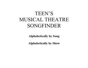 Teen's Musical Theatre Songfinder